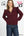 Ruffle Shoulder Quarter-Zip Pullover- Burgundy