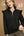 Ruffle Shoulder Quarter-Zip Pullover- Black