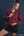 Ruffle Shoulder Quarter-Zip Pullover- Burgundy