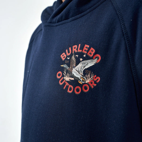 Youth Fleece Hoodie- Old School Duck Hunt- Navy