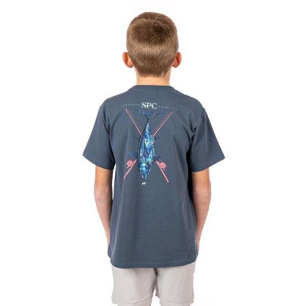 Youth Camo Tuna Tee- Vintage Navy