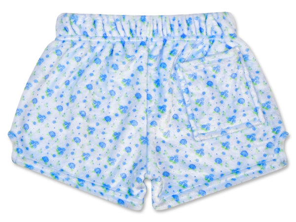 Blue Ditsy Plush Shorts