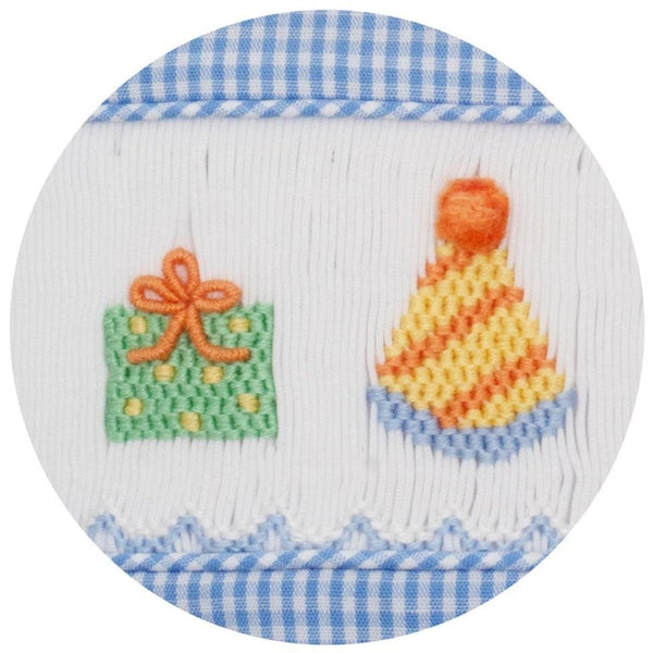 Birthday S/S Bubble- Lt. Blue Gingham