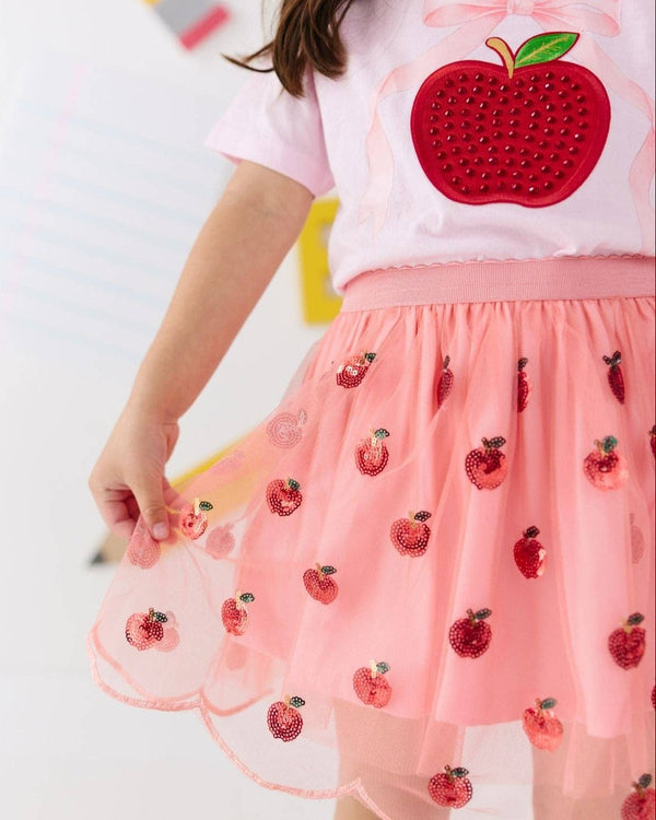 Apple Sequin Scalloped Tutu Skirt