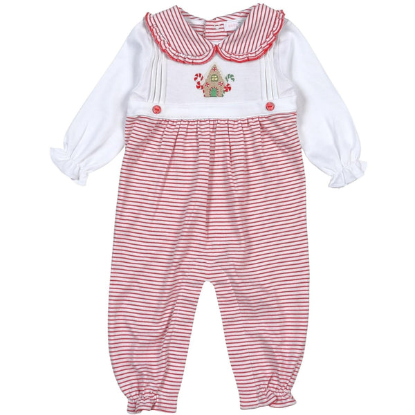 Gingerbread House Embroidered Romper