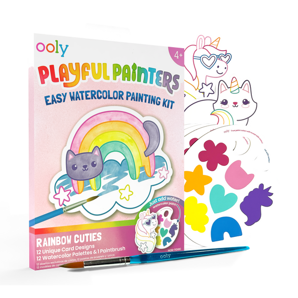 Playful Painters: Easy Watercolor Painting Kit- Rainbow Cuties (25 PC Set)