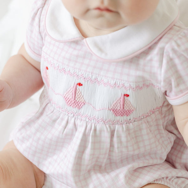 Ahoy Baby Classics Smocked Bubble- Pink