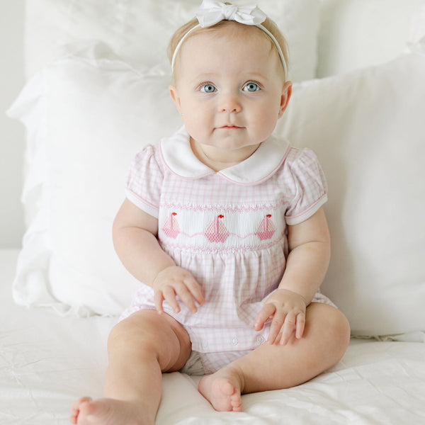 Ahoy Baby Classics Smocked Bubble- Pink