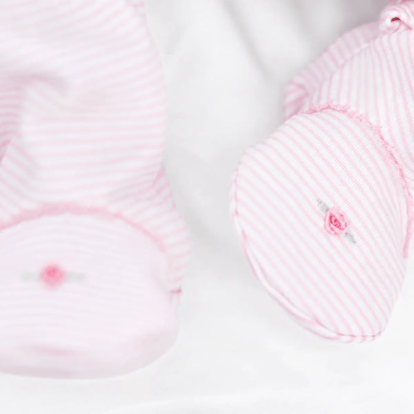 Anna Smocked Collared Footie- Pink