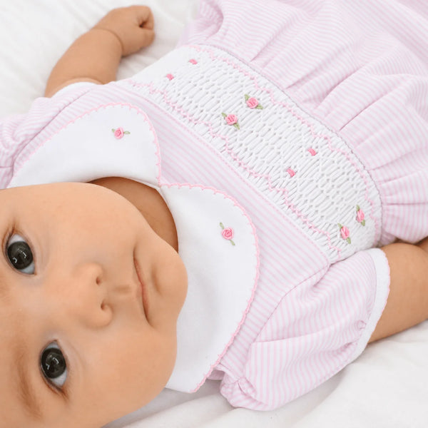 Anna Smocked Collared S/S Bubble- Pink