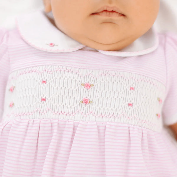 Anna Smocked Collared S/S Bubble- Pink