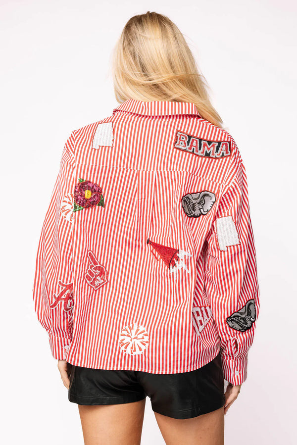 Licensed Alabama Mini Icon Striped Button Down- (Women's)