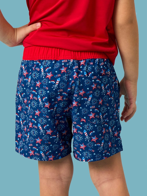 Red White & Boom Fireworks Performance Court Shorts