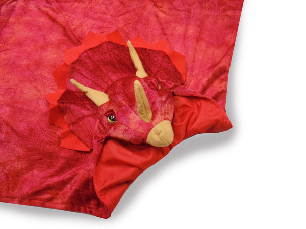 Triceratops Hooded Cape- Red