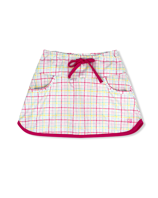 Tiffany Tennis Skort- Palm Island Windowpane, Power Pink