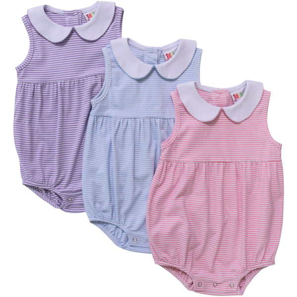 Charlotte Sleeveless Bubble- Light Blue Stripe