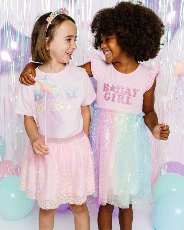 Pastel Rainbow B-DAY GIRL Patch T-Shirt