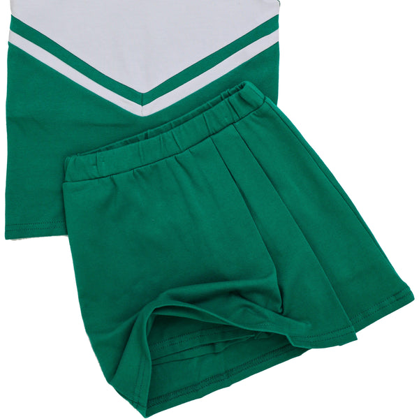 Cheer Uniform Skort Set- Kelly Green/White