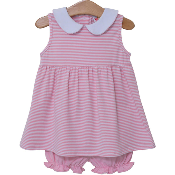 Charlotte Sleeveless Bloomer Set- Light Pink Stripe