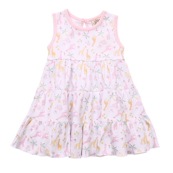 Pastel Giraffe Print Tiered Dress