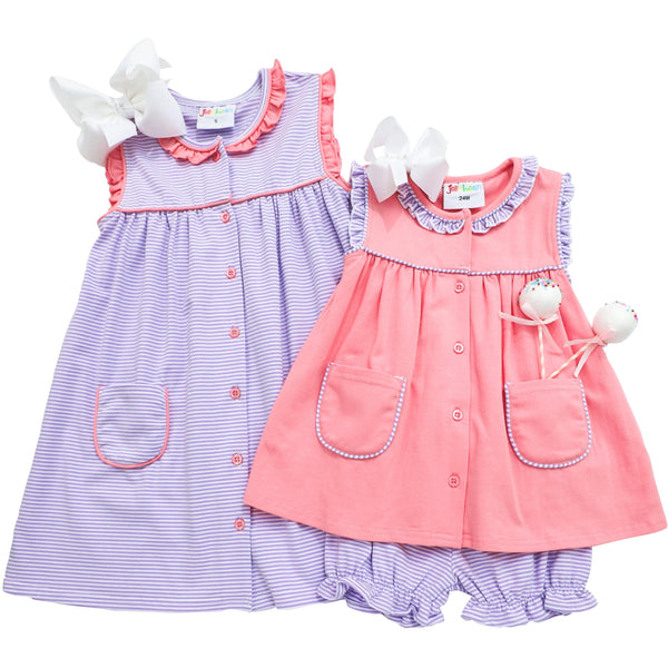 Harper Bloomer Set - Pink and Purple Stripe