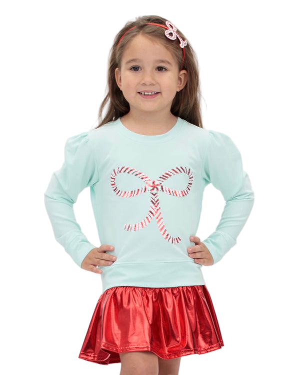 Slick Metallic Gathered Skort- Red