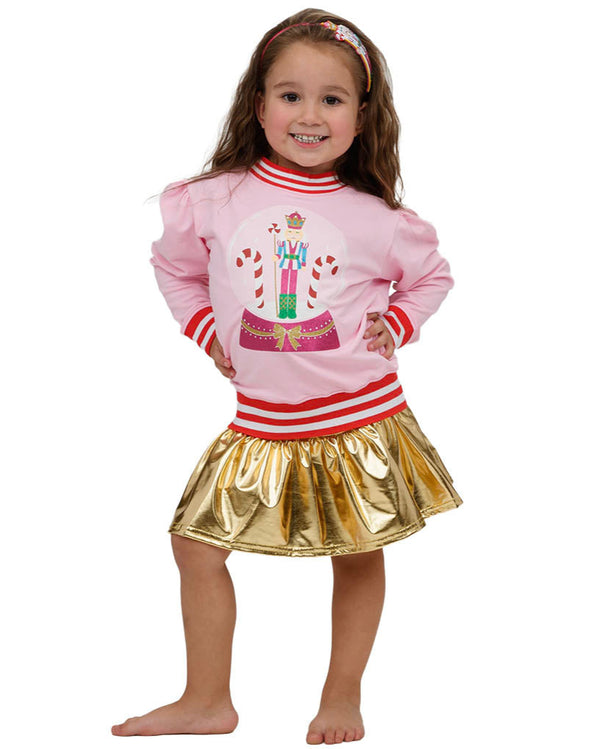 Glitter Nutcracker Holly Sweatshirt- Light Pink
