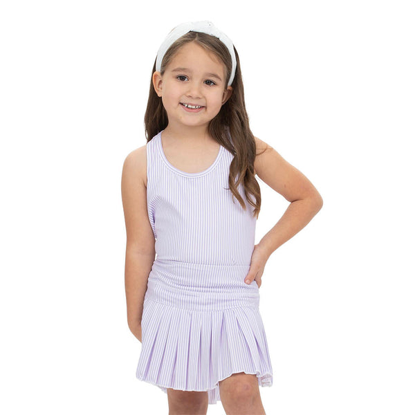 Lavender Striped Mini Pleat Skort