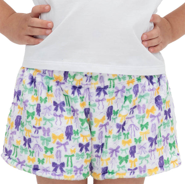 Mardi Gras Bows Fuzzy Short