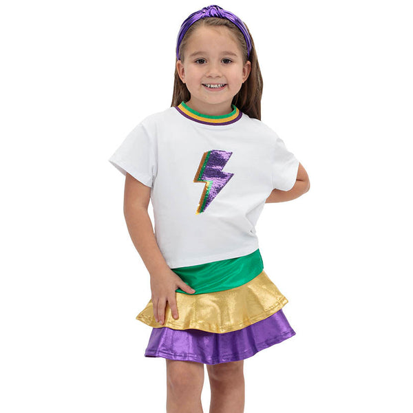 Mardi Gras Shimmer Ruffle Skort