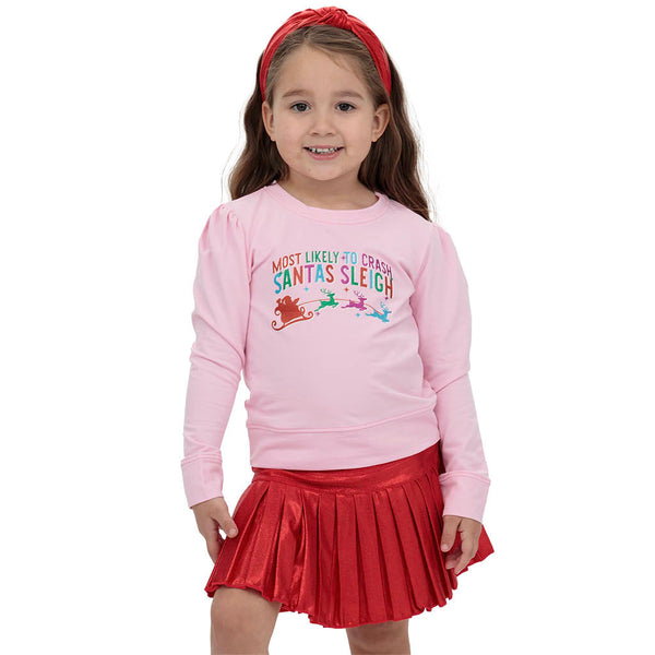 Mini Pleated Skort- Red Shimmer