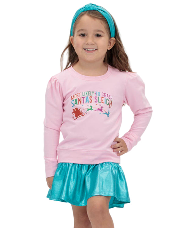 Slick Metallic Gathered Skort- Turquoise