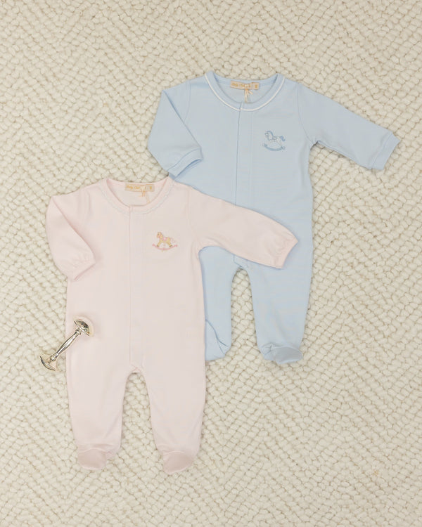 Tiny Rocking Horse Footie- Light Blue