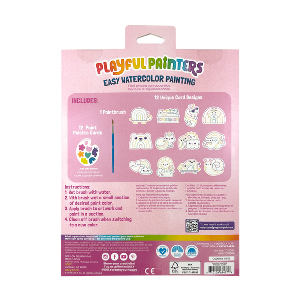 Playful Painters: Easy Watercolor Painting Kit- Rainbow Cuties (25 PC Set)