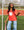 Red Flower Baseball Tee- (Women's)