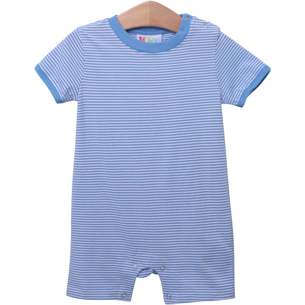 James Romper- Cornflower Blue Stripe