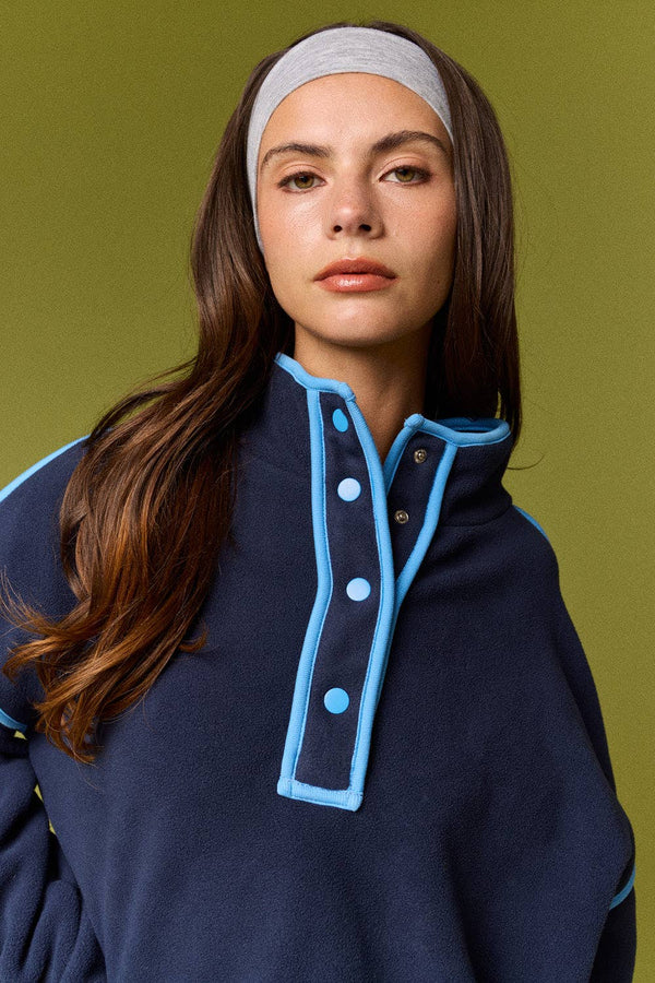 Brooke Varsity Fleece Pullover- Navy