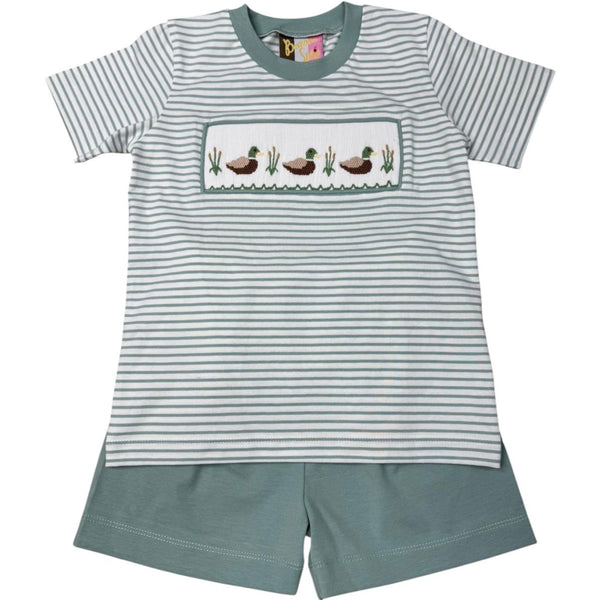 Mallard Duck Smocked Short Set