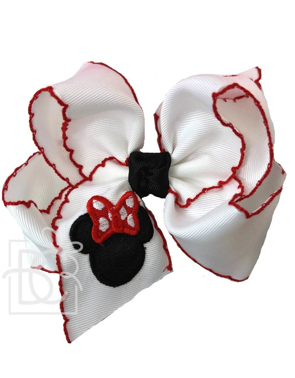 Embroidered Mouse Bow W/ Black Knot (4.5")