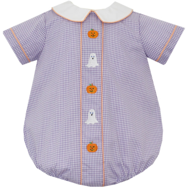 Halloween S/S Bubble- Purple Gingham
