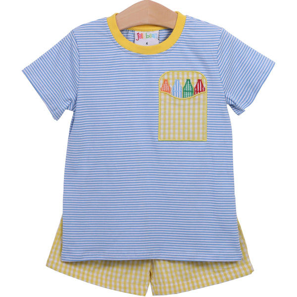 Crayon Pocket Applique Short Set