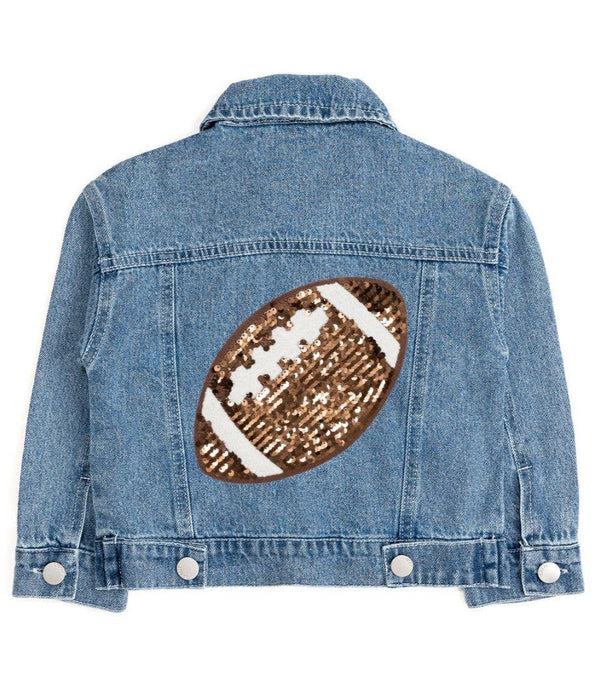 Game Day Football Sequin Patch Denim Jacket