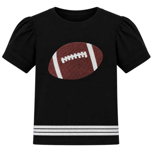 Sequin Football SS Holly Shirt- Black