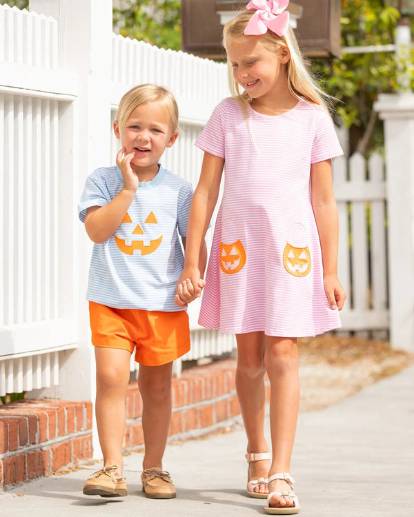 Jack-O-Lantern Shirt- Blue Stripe