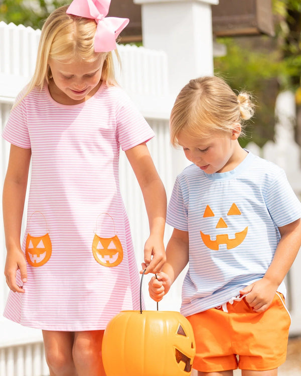 Jack-O-Lantern Shirt- Blue Stripe