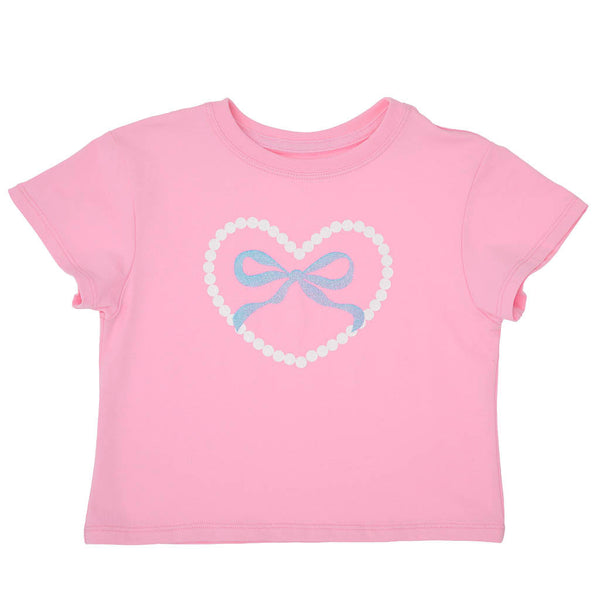 Glitter Pearl Heart Pink Boxy T