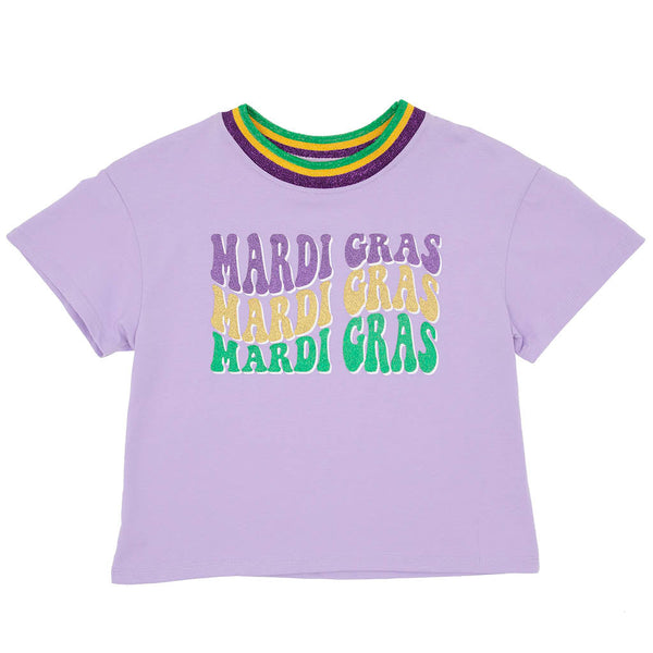 Mardi Gras Repeating Glitter Boxy T