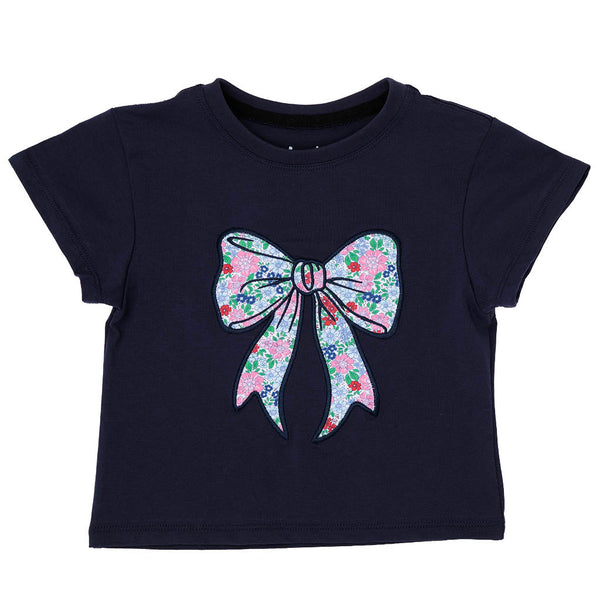 London Floral Bow Navy Boxy T