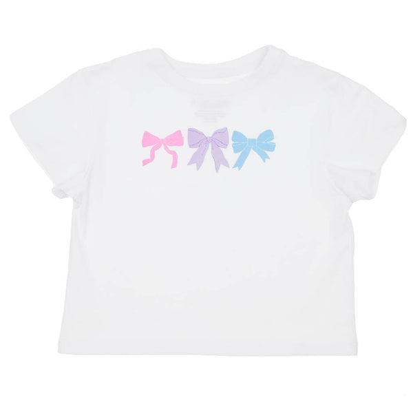 Pastel Bows Screen Print White Boxy T