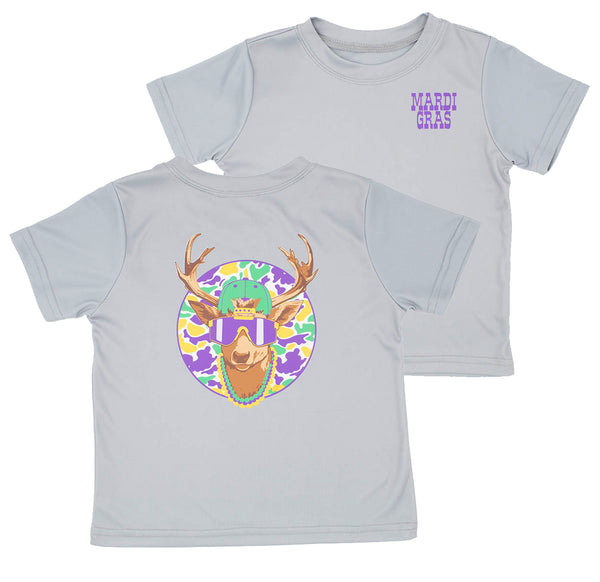 Camo Deer Mardi Gras Gray Shirt